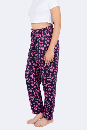 Navy Blue & Pink Floral Print Pajama