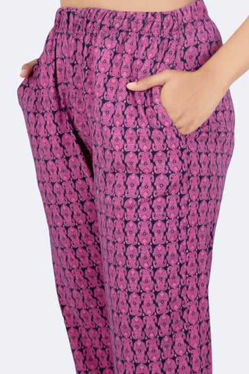 Navy & Pink Paisley Print Nightwear Pyjama