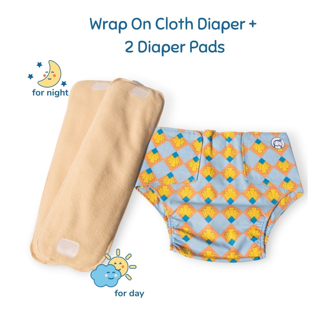 Cloth Diaper Shell Blitz Velcro Closure Wrap On Style With Diaper Pads Free
