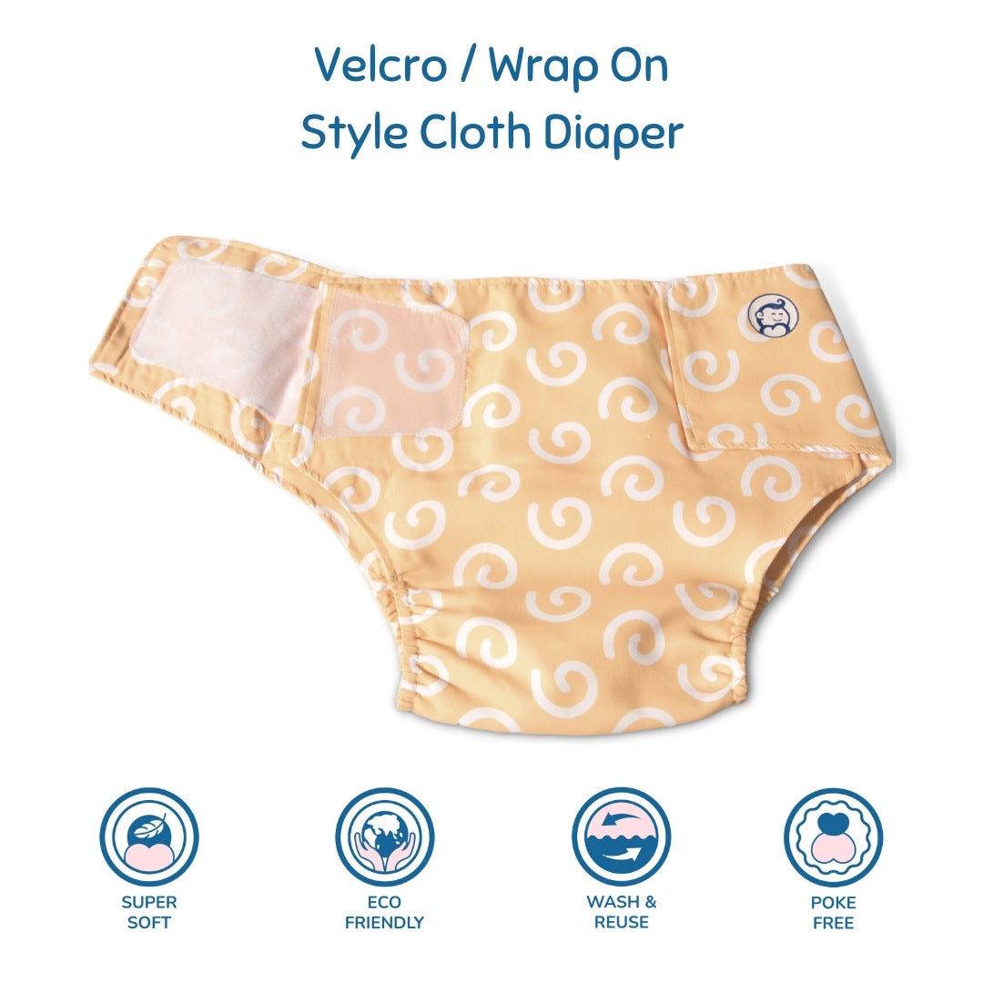 Cotton Reusable Baby Diapers Velcro Yellow