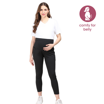Brown Elastic Waist Capri Maternity Pants– PinkBlush