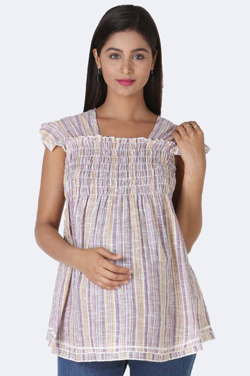 Barcode Striped Maternity Top