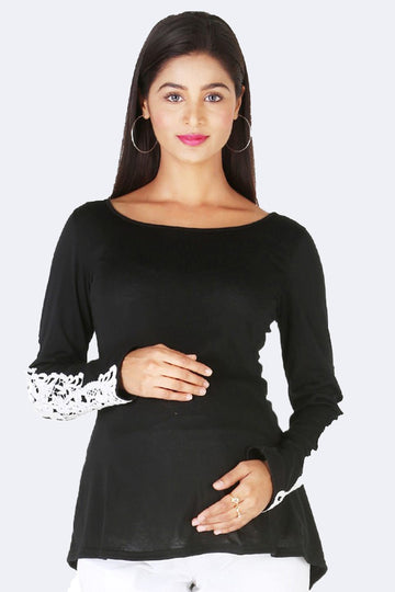 Black Laced Maternity Top
