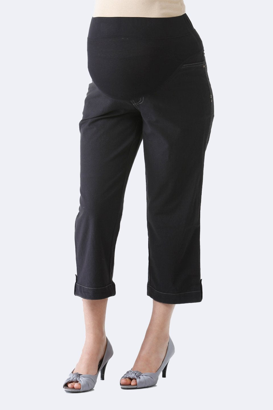 Casual Black Maternity Capri