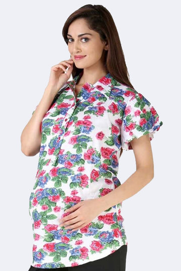 Gorgeous White Floral Maternity Top