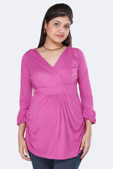 Trendy Pink Evening Maternity Top