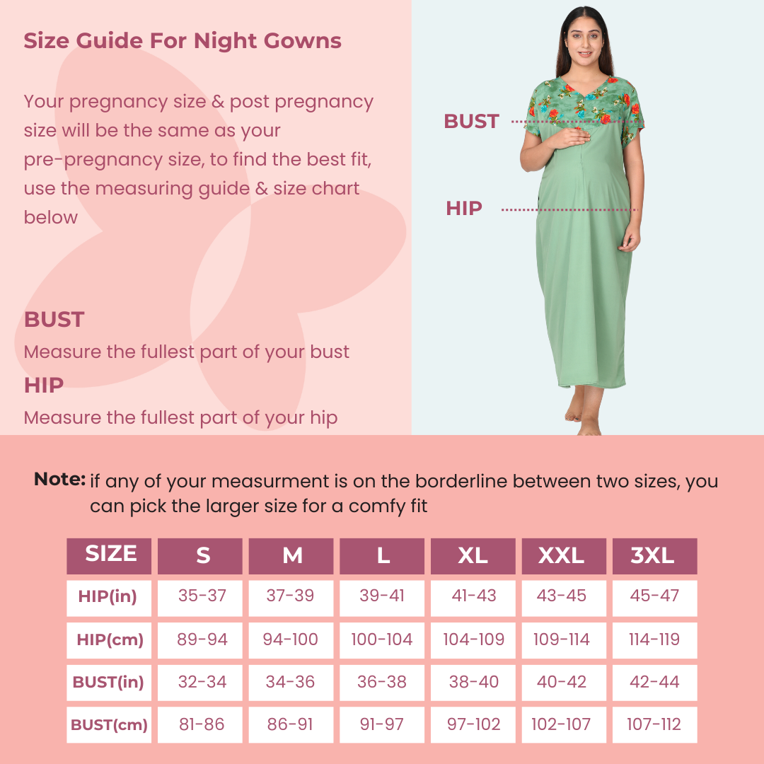 Feeding Gowns Sizechart