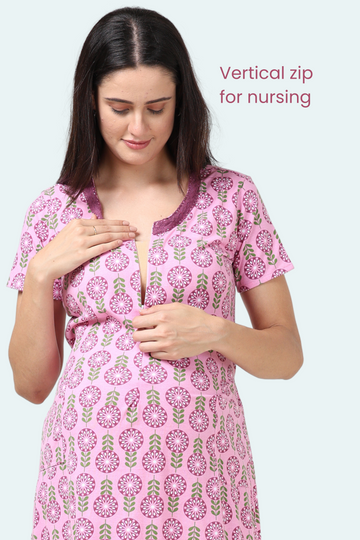 Buy Morph Maternity Feeding Night Gown With Vertical Nursing - Green online