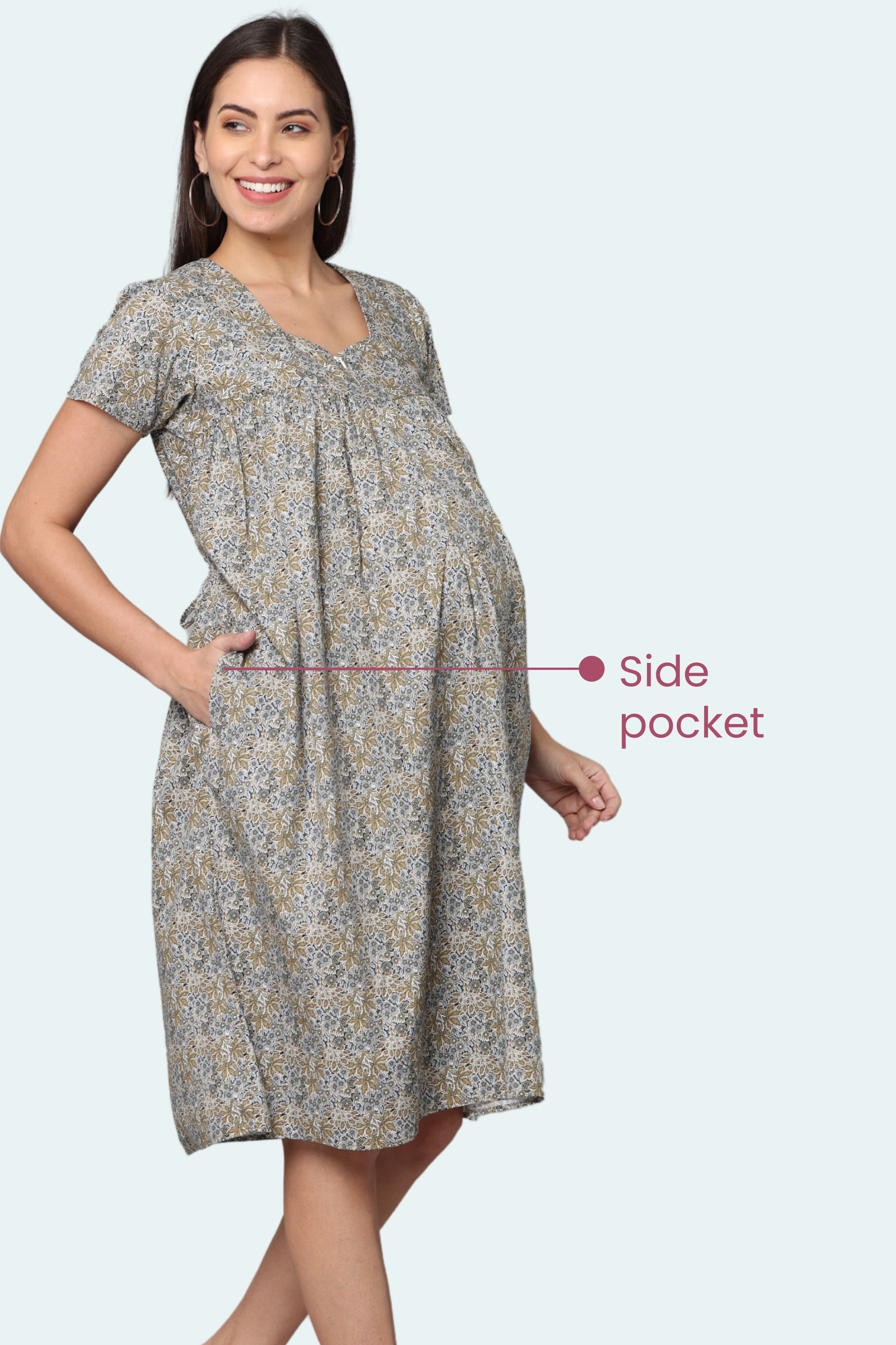 Maternity Dresses Women Side Ruched Pregnany Dress Bodycon Pregnant Clothes  Casual Mama Short Sleeve Wrap Baby Showers