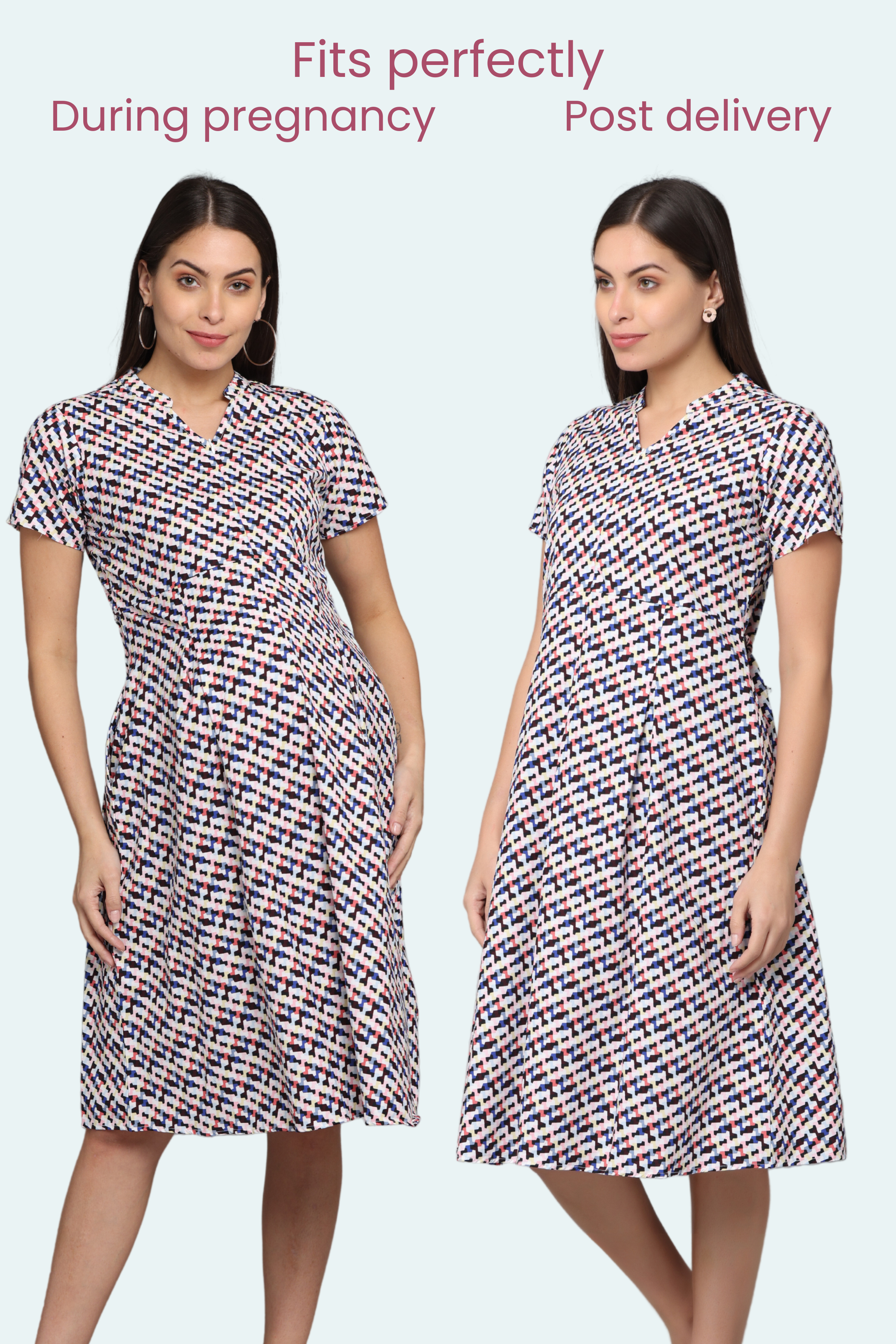 Maternity and Nursing Midi Dress - Mine4Nine