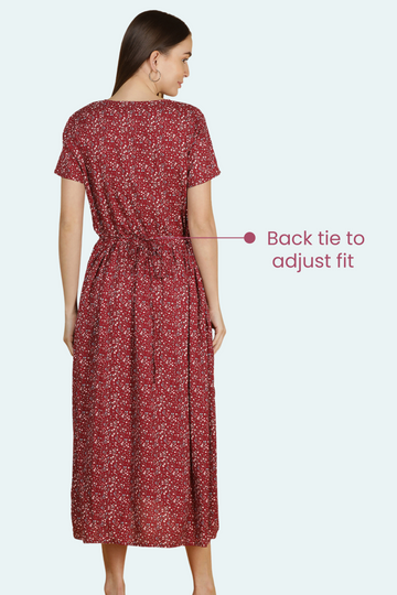 Maroon Floral Feeding Dress