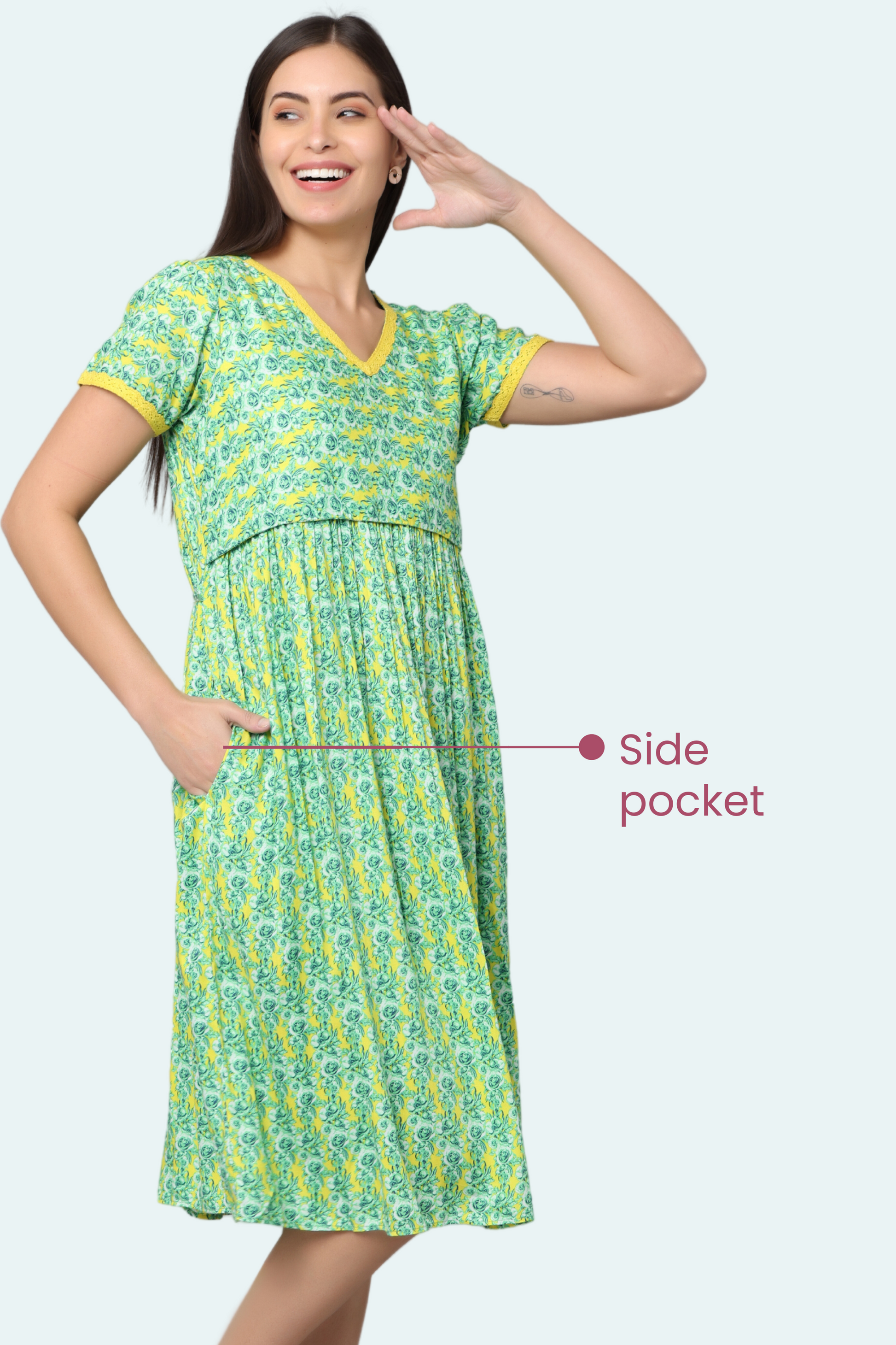 Feeding Dress With Side Pocket Fit